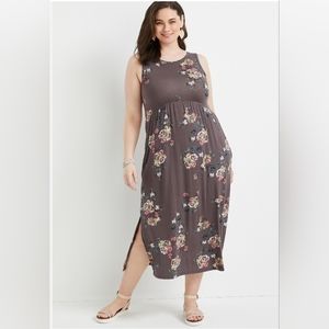 Maurices grey floral maxi dress 2X
